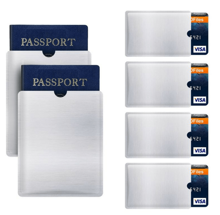 Shop RFID Blocking Sleeve Anti Theft 4 Credit Card & 2 Passport Holder Wallet Pocket
